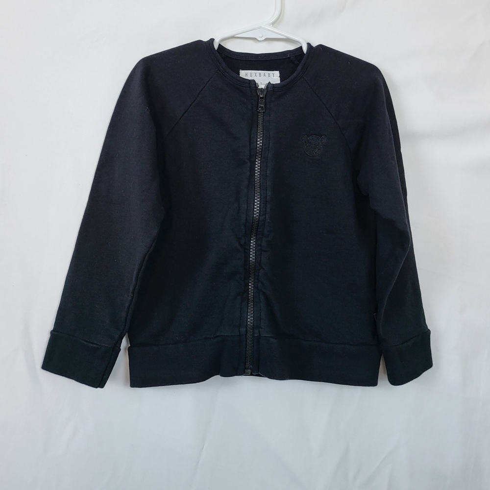 Huxbaby Boys Unbearable Black Full Zip Long Sleeve Organic Cotton‎ Jacket Sz 5